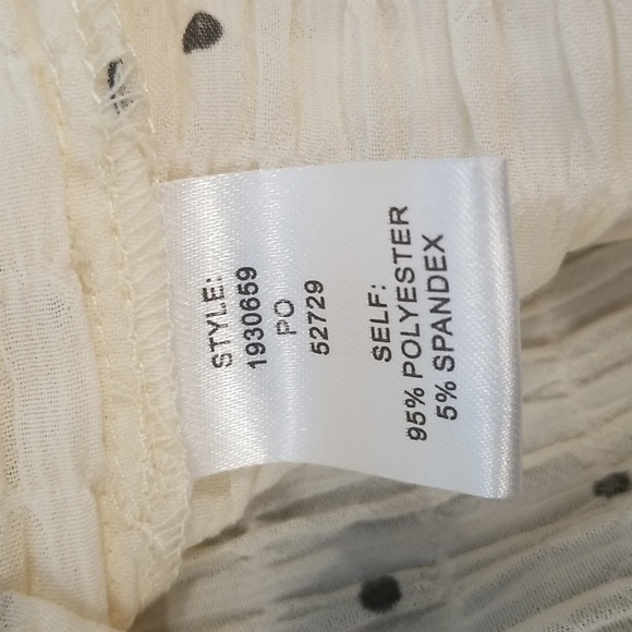 💕CURRENT AIR💕 V-Neck Long Sleeve Polka Dot Crinkle Blouse ~ Cream Medium NWOT - Picture 12 of 13